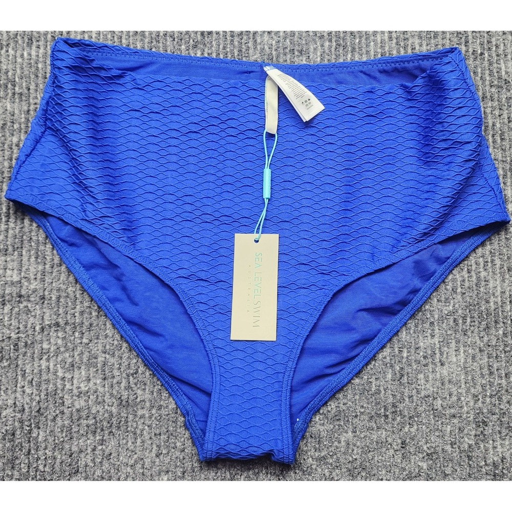 Sea Level High-Waist Textured Bikini Bottom - Blue